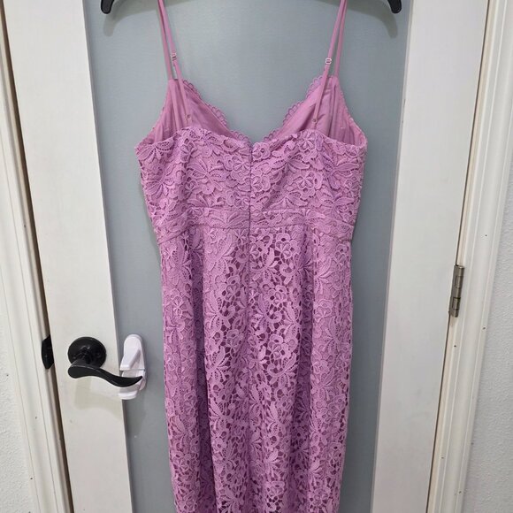 J.Crew Lavender Lace Dress Size 6 Scalloped V-Neck Zip Back Lined Cocktail - Picture 7 of 11